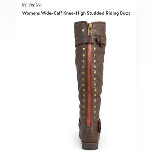 Womens Wide-Calf Knee-High Studded Riding Boot